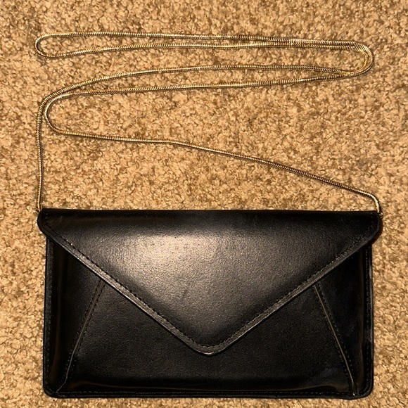 Dark Navy/Black Clutch with Gold Metal Strap MW - Picture 1 of 6